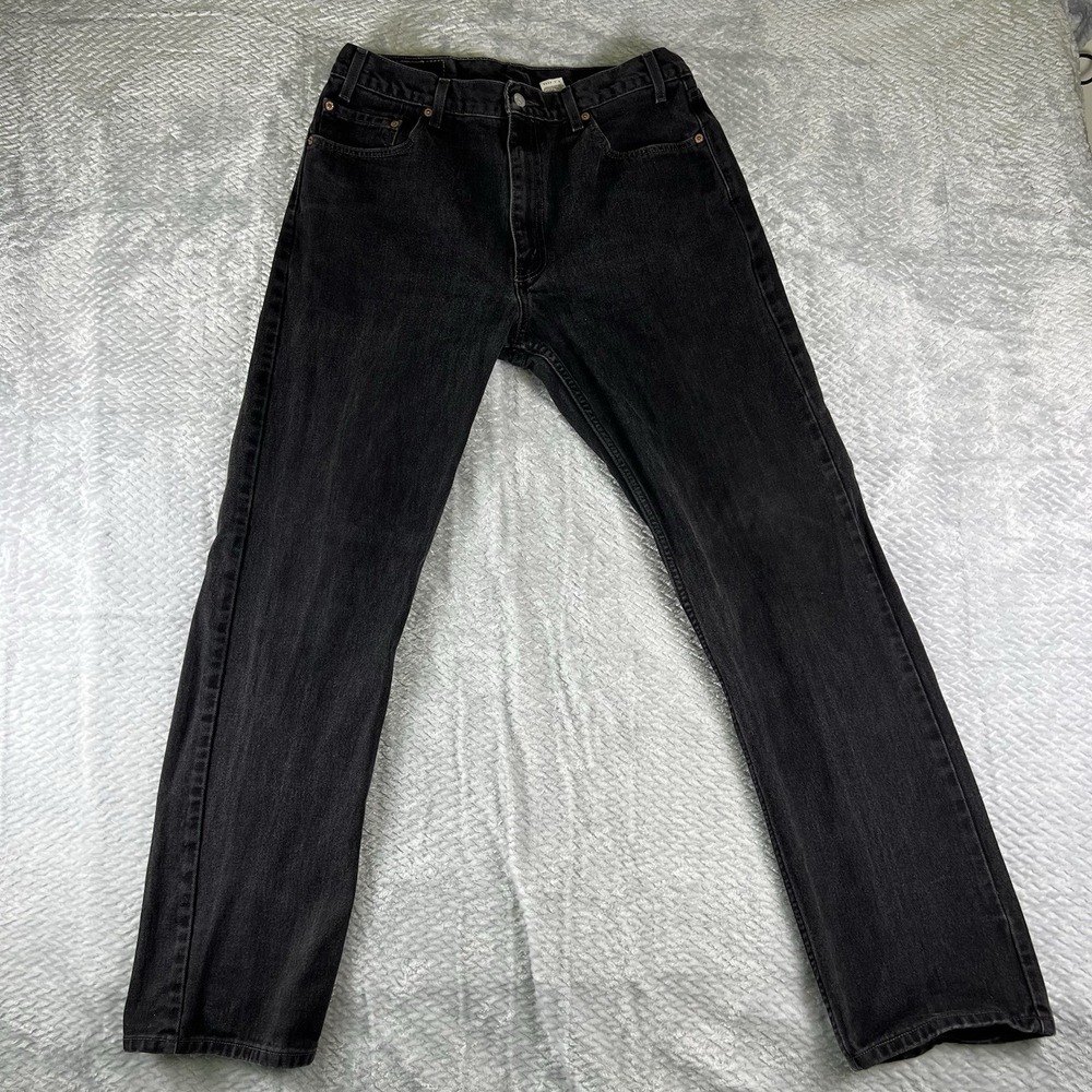 Vintage Y2K Levi's 505 Jeans Mens 36x34 (35x32) Black Reg Fit Straight Leg USA